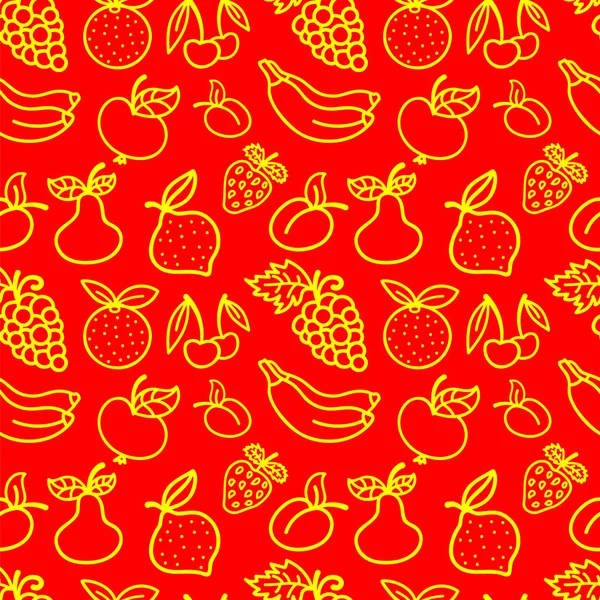 Illustration Seamless Pattern Fruits Berries Red Color — Stock Vector