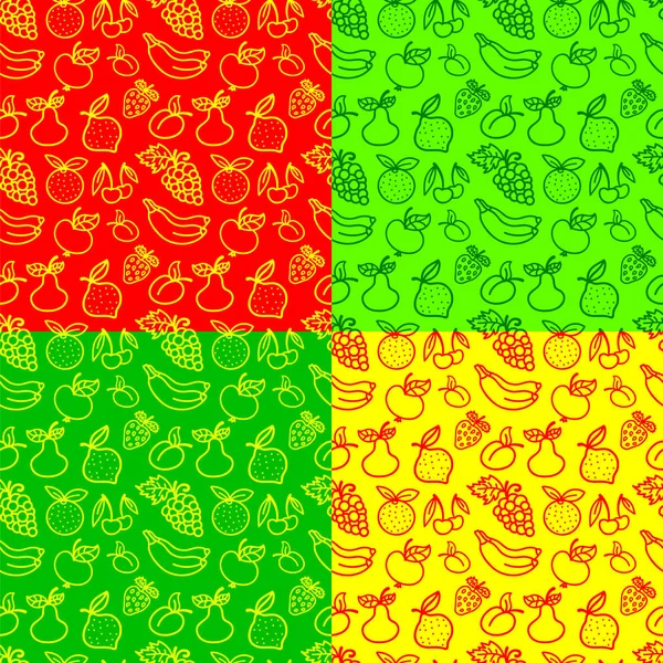 Illustration Motif Sans Couture Fruits Baies Différentes Couleurs — Image vectorielle