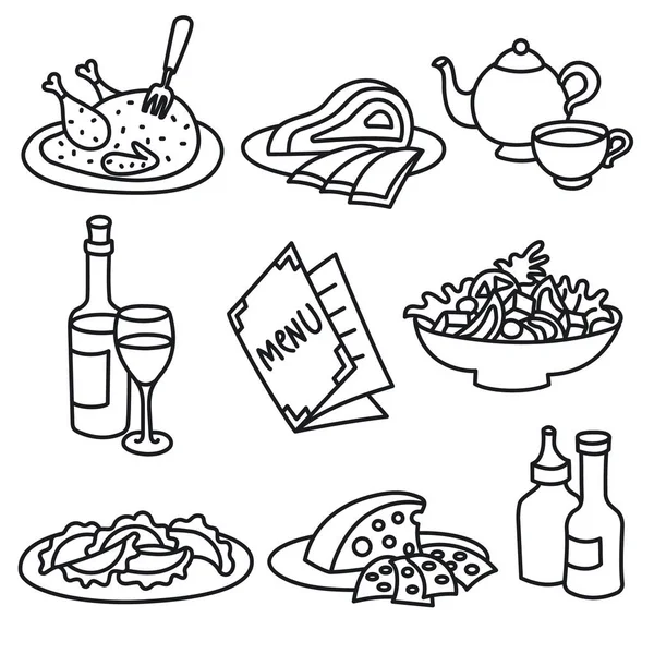 레스토랑 음식과 음료의 아이콘 — 스톡 벡터