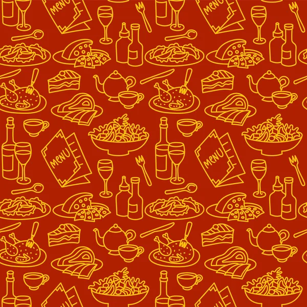 Seamless Pattern Restaurant Cafe Food Dishes — Stock Vector