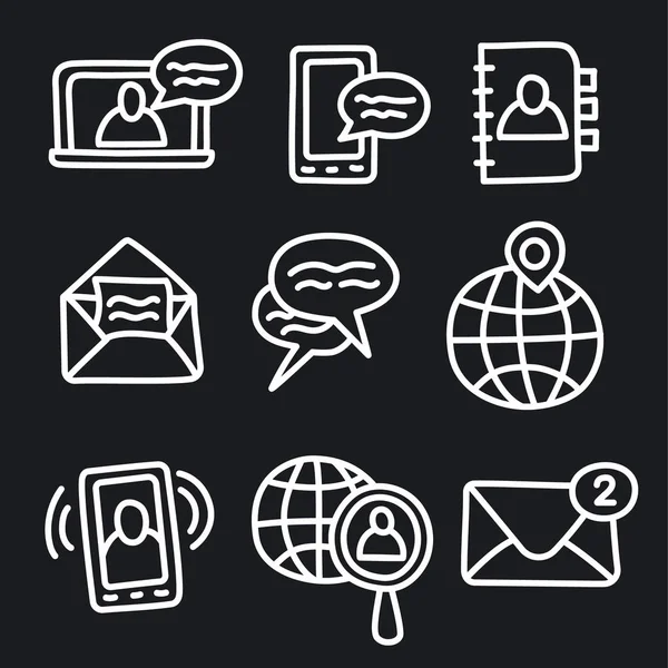 Illustration Von Eingestellten Kommunikations Icons Für Netzwerk Anwendungen — Stockvektor