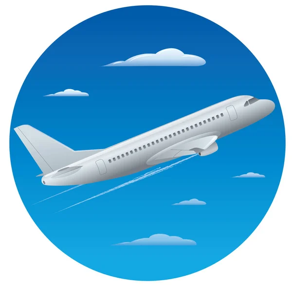 Illustration Eines Fliegenden Passagierflugzeugs Himmel — Stockvektor