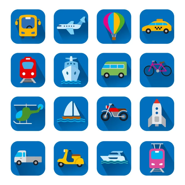 Conjunto Ilustraciones Planas Para Iconos Conceptuales Del Transporte — Vector de stock