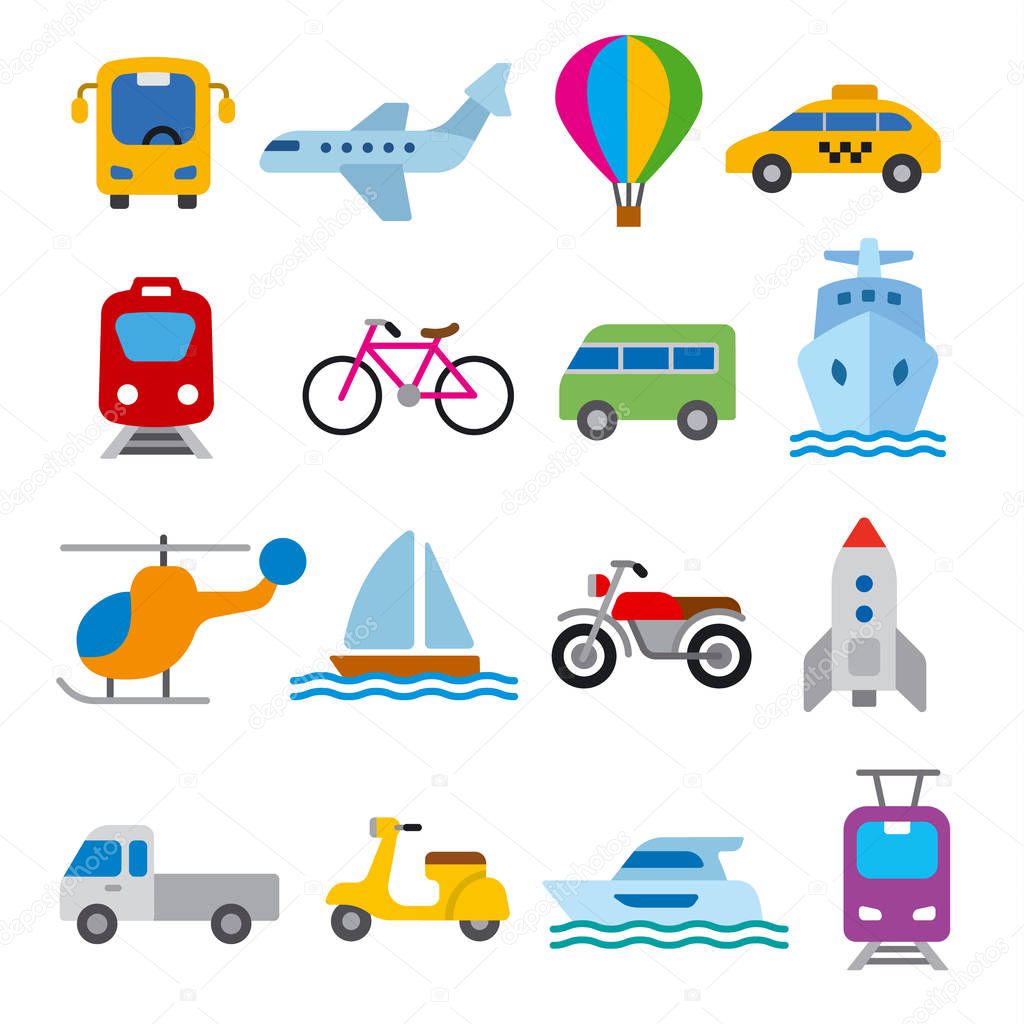 set of illustrations for concept icons of transport