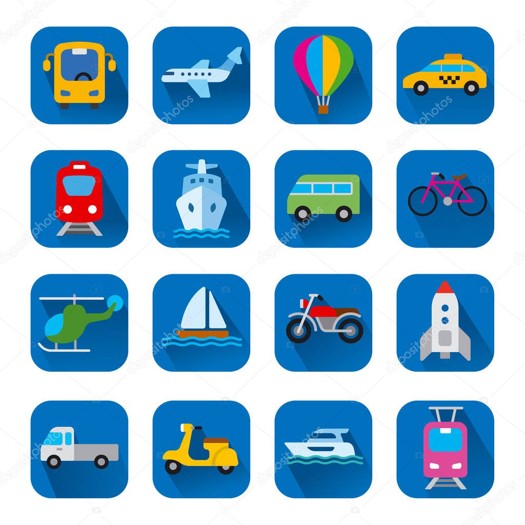 set of flat illustrations for concept icons of transport