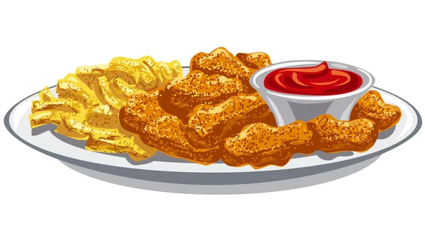 Sült csirke nuggets — Stock Vector