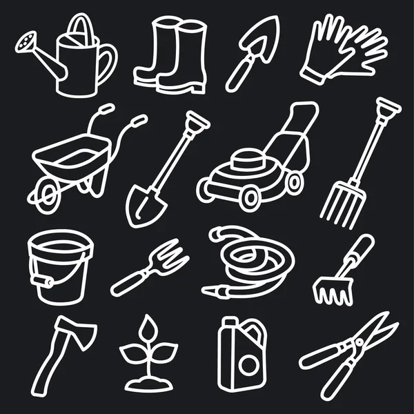 Iconos herramientas de jardín — Vector de stock