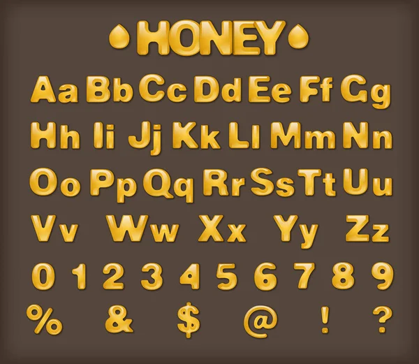 Gouden honing lettertype — Stockvector