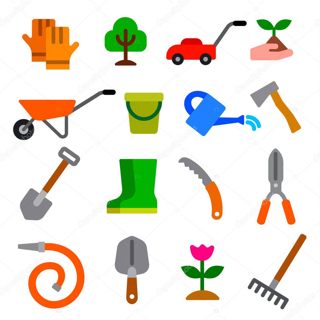 garden tools icon set
