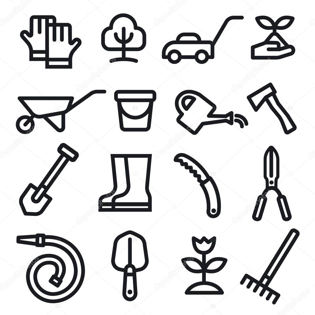 garden tools icons