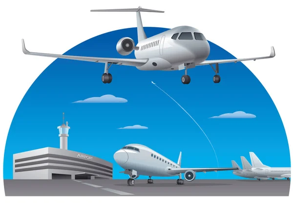 Aeropuerto y aviones — Archivo Imágenes Vectoriales