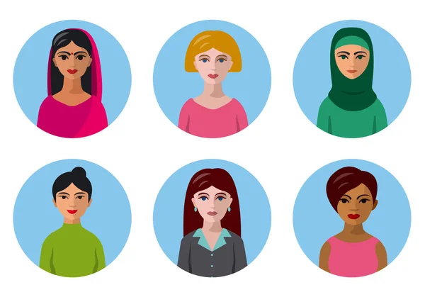 Mezinárodní ženy avatary — Stockový vektor