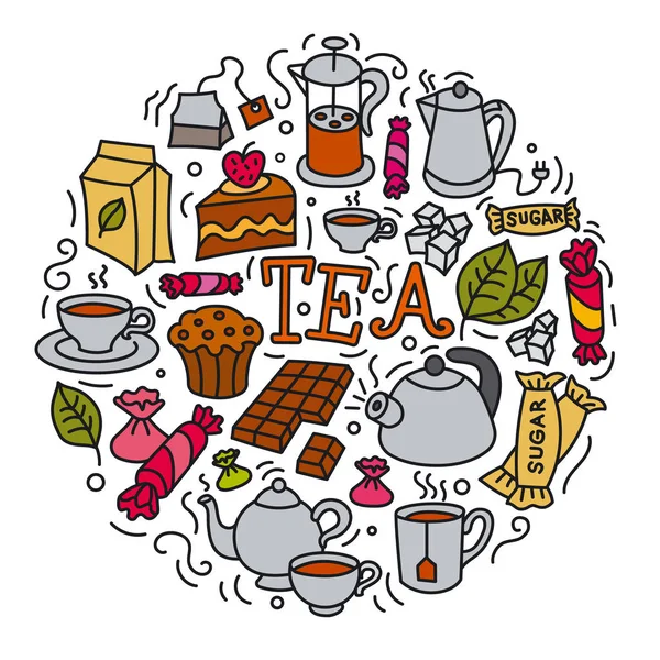 Έννοια τσάι εικονίδια — Διανυσματικό Αρχείο