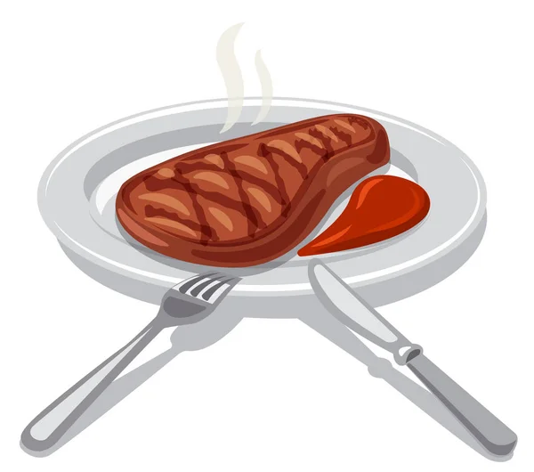 Hot grilled beefsteak — Stock Vector