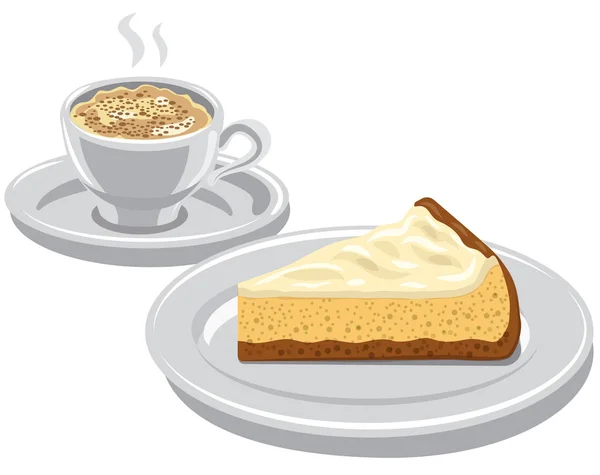 Cheesecake and cappuccino — Stock Vector