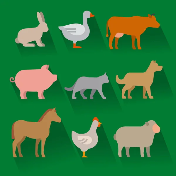 Animales de granja iconos — Vector de stock