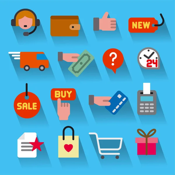Icone del negozio e-commerce — Vettoriale Stock