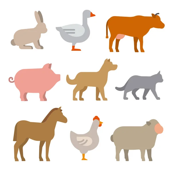 Animali da fattoria icone — Vettoriale Stock
