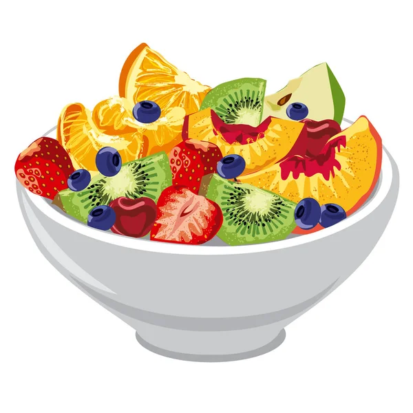 Ensalada de frutas y bayas frescas — Vector de stock