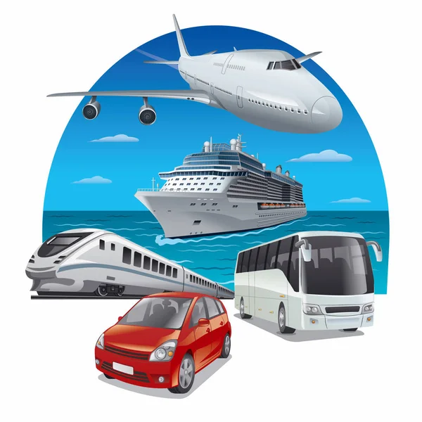 Transporte de viajes y viajes — Vector de stock