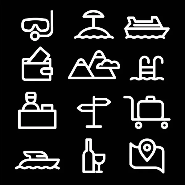 Iconos de viajes y resort — Vector de stock