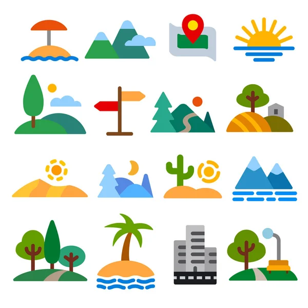 Conjunto de ícones de paisagens — Vetor de Stock