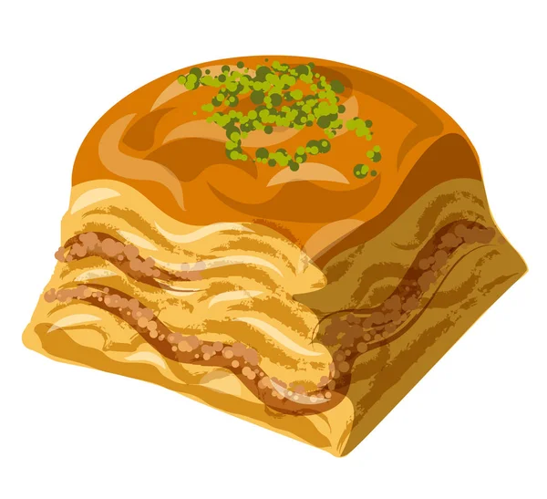 Dulce postre baklava — Vector de stock