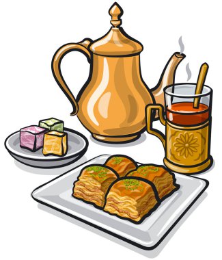 çay, baklava ve lokum
