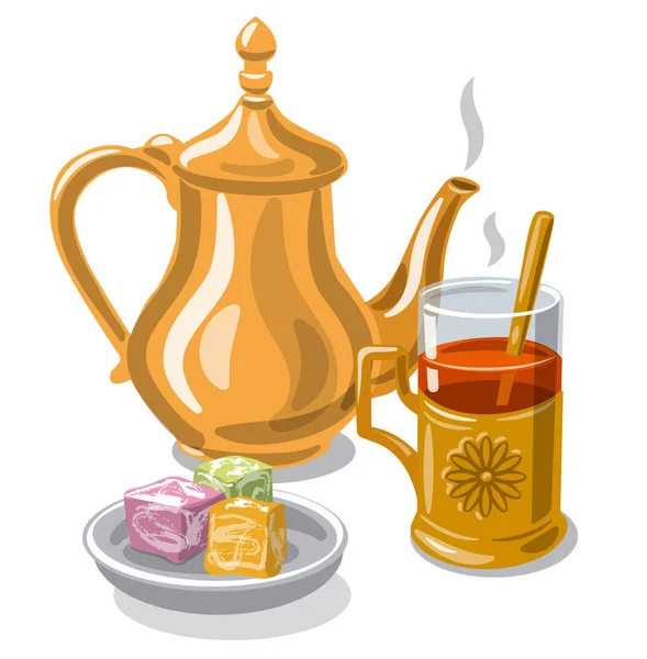 Tè con gioia — Vettoriale Stock
