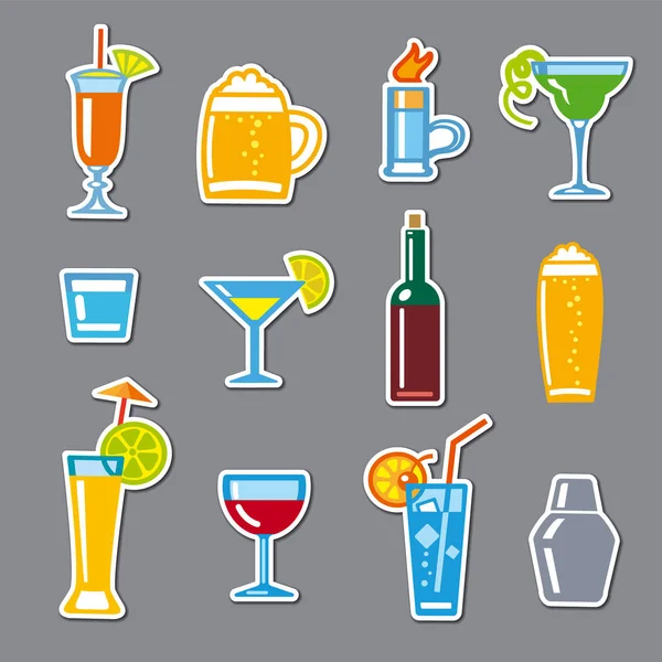 Alcohol bebidas pegatinas — Archivo Imágenes Vectoriales