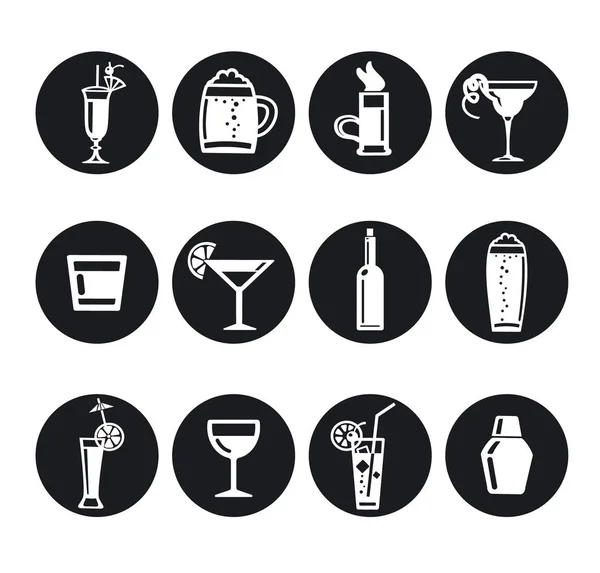 Alcohol drinks icons — Stock Vector