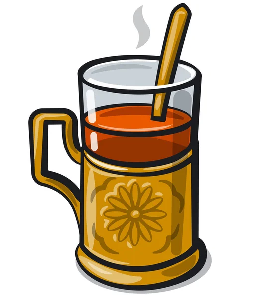 Tea with glass-holder — Stock Vector