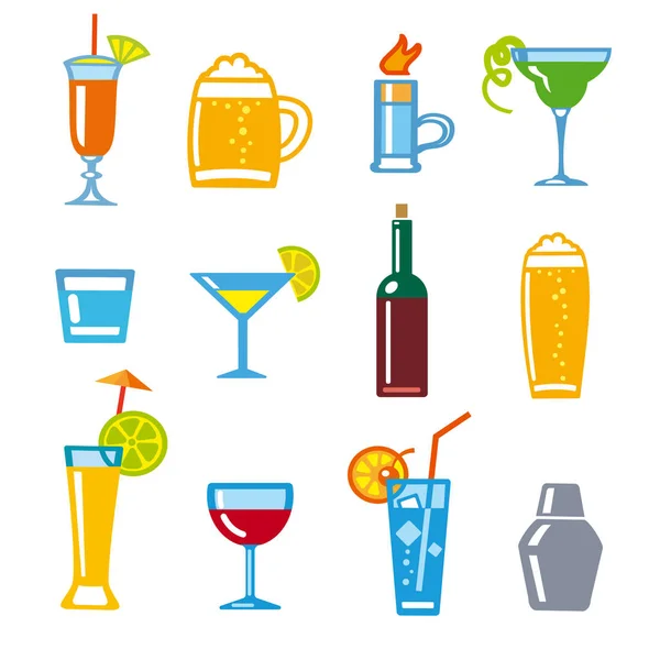 Alcohol bebidas iconos — Archivo Imágenes Vectoriales