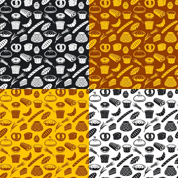 Bakery seamless patterns — Stock Vector