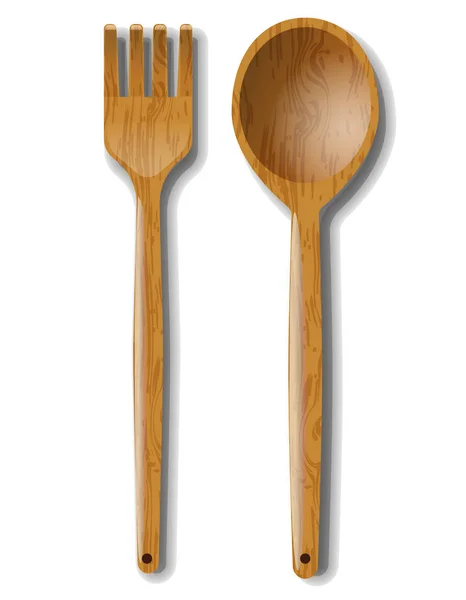 Wood cutlery — Stock Vector