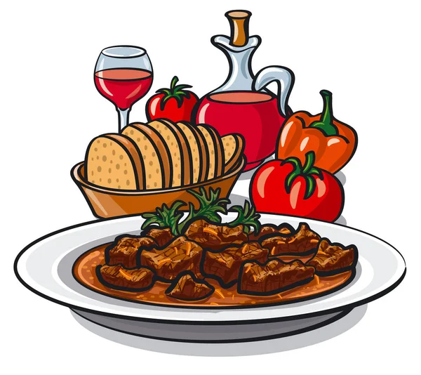Goulash with vegetables — Stock Illustration Goulash with vegetables Vector Graphics
