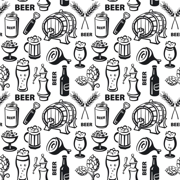 Bière Modèle sans couture — Image vectorielle