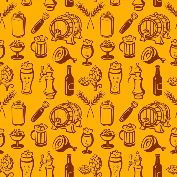 Бесшовный рисунок пива — стоковый вектор