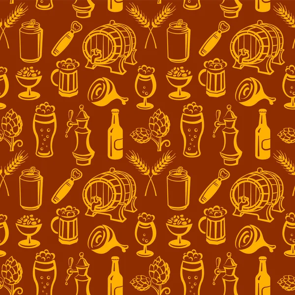 Beer seamless pattern — Stock Vector