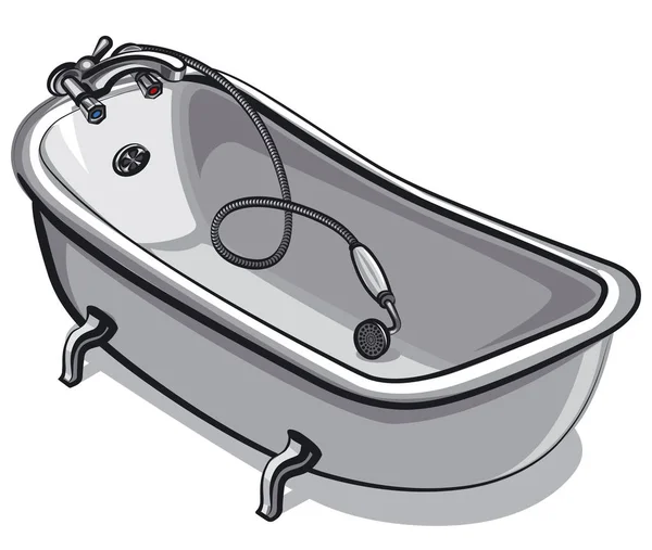 Tubo de baño y grifo — Vector de stock