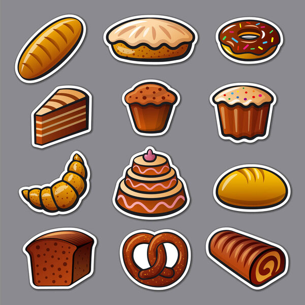 хлебобулочные изделия и наклейки
