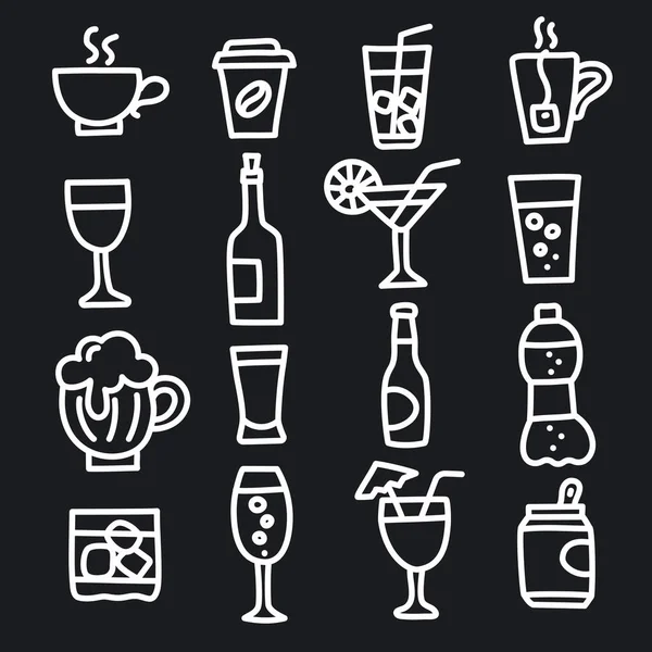 Illustration Beverages Icons Set — Stock Vector