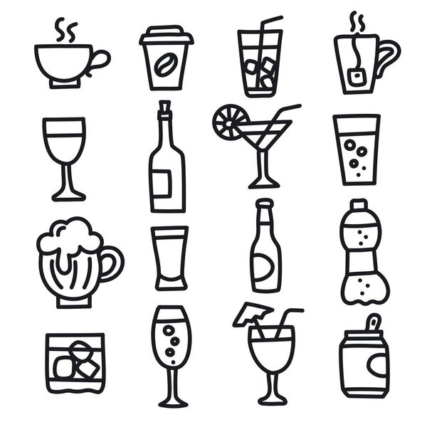 illustration of the beverages icons set