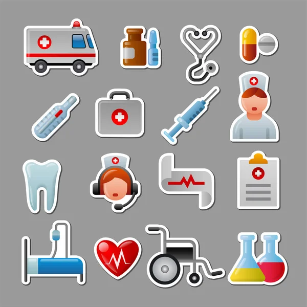 Illustration Set Glossy Color Medicine Stickers Pictogramms Royalty Free Stock Vectors