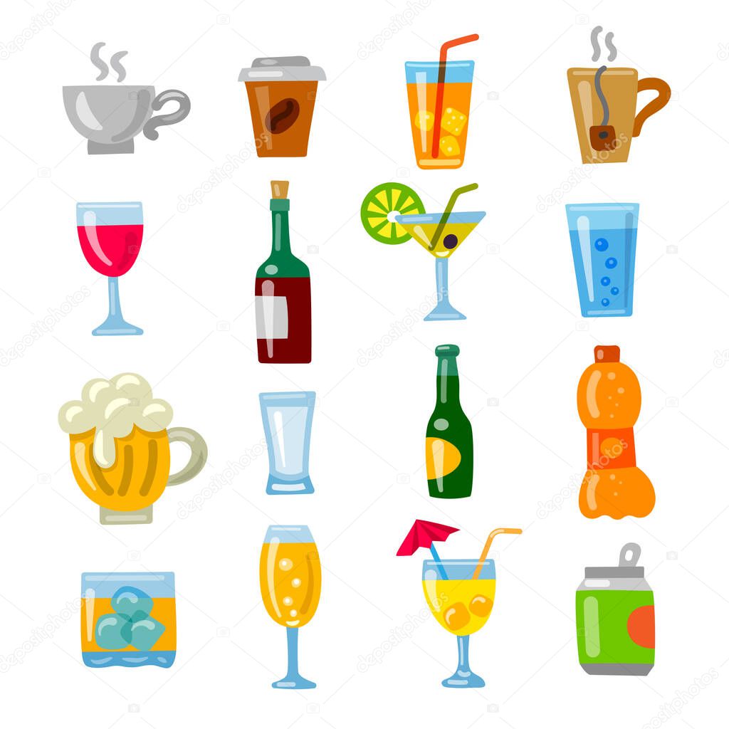 illustration of the beverages icons set