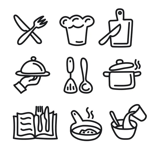 Ilustração Conjunto Ícones Cozinha —  Vetores de Stock