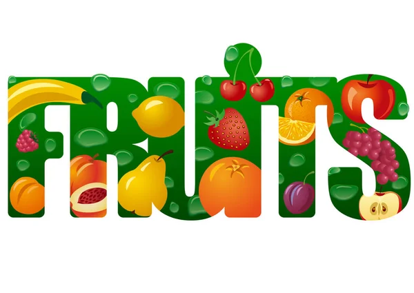 Ilustração Sinalização Frutas Bagas — Vetor de Stock