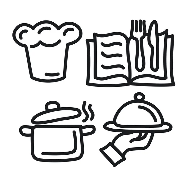 Yemek Pişirme Simgelerinin Çizimi — Stok Vektör