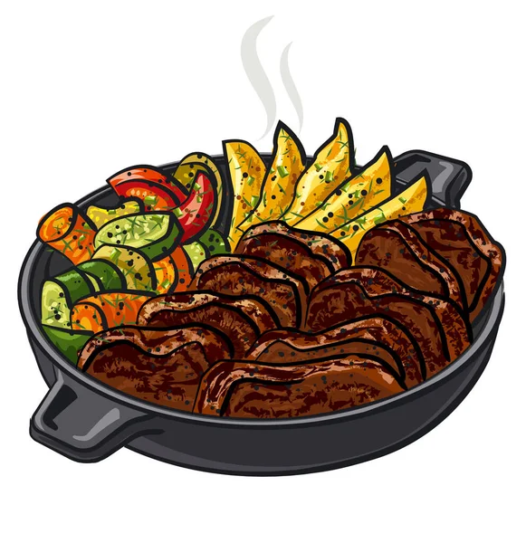 Illustration Roasted Meat — Stock Vector