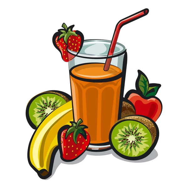 Ilustração Smoothie Coquetel Frutas — Vetor de Stock